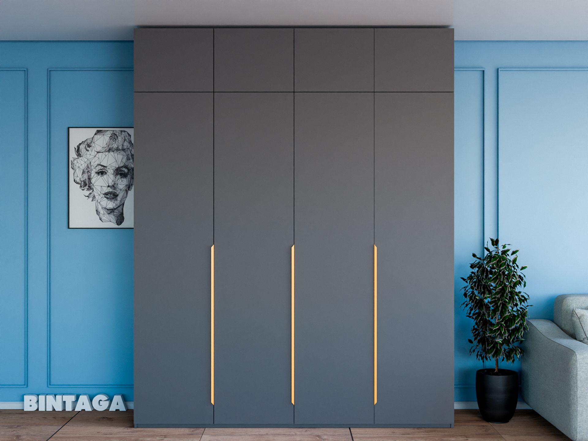 Пакс Альхейм 24 grey (gold) ИКЕА (IKEA) изображение товара