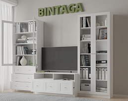 Изображение товара Билли 374 white ИКЕА (IKEA) с тумбой под телевизор на сайте bintaga.ru